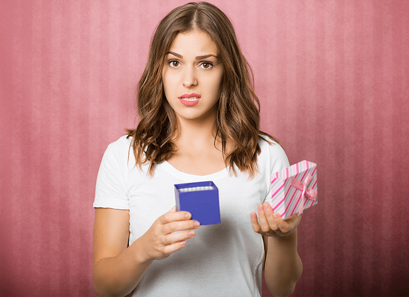 Woman with returned holiday gifts